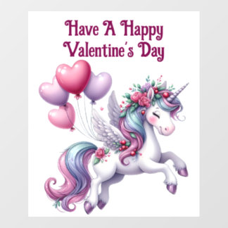 Autocollant Pour Fenêtre  Valentine's Day Unicorn Window Cling