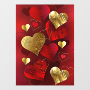Autocollant Pour Fenêtre Valentines dorées et rouges