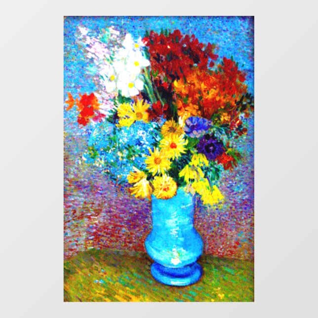 Autocollant Pour Fenêtre Van Gogh Flowers dans un Vase Bleu (Feuille)