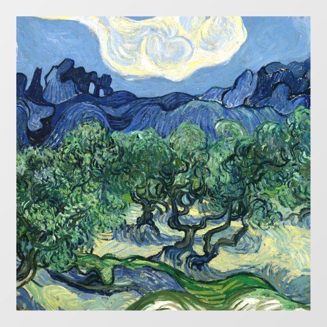 Autocollant Pour Fenêtre Van Gogh La peinture paysagère des oliviers (Feuille)