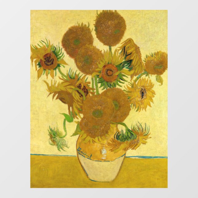 Autocollant Pour Fenêtre Van Gogh - Vase avec 15 tournesols (Feuille)