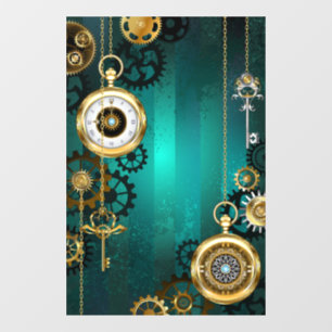 Autocollant Pour Fenêtre Veille bijoux Steampunk sur un Arrière - plan vert
