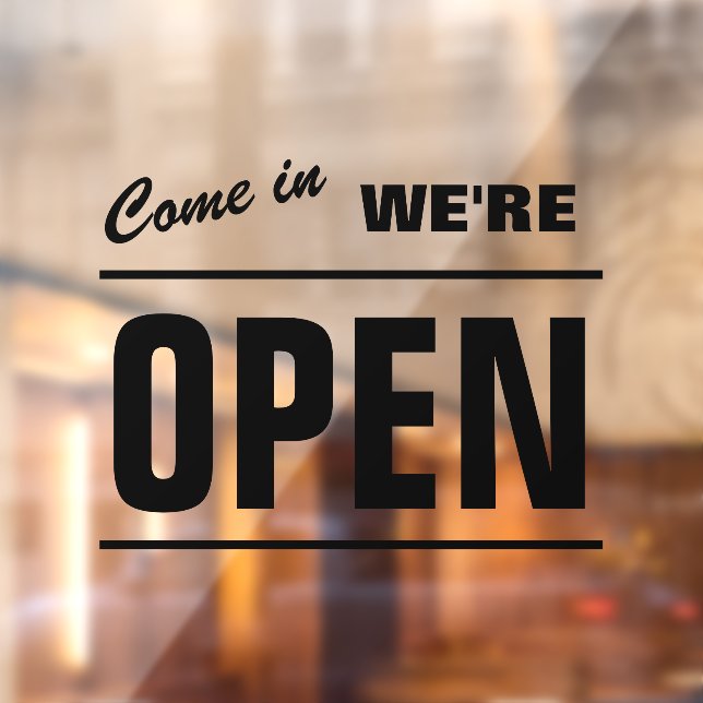 Autocollant Pour Fenêtre Venez nous sommes ouverts boutique statique transp (Feuille 2)