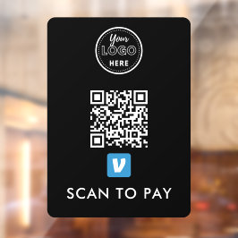 Autocollant Pour Fenêtre Venmo QR Code Scan pour payer le logo moderne Noir