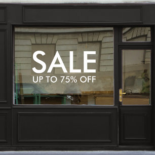 Autocollant Pour Fenêtre Vente en magasin Minimaliste blanc remise entrep