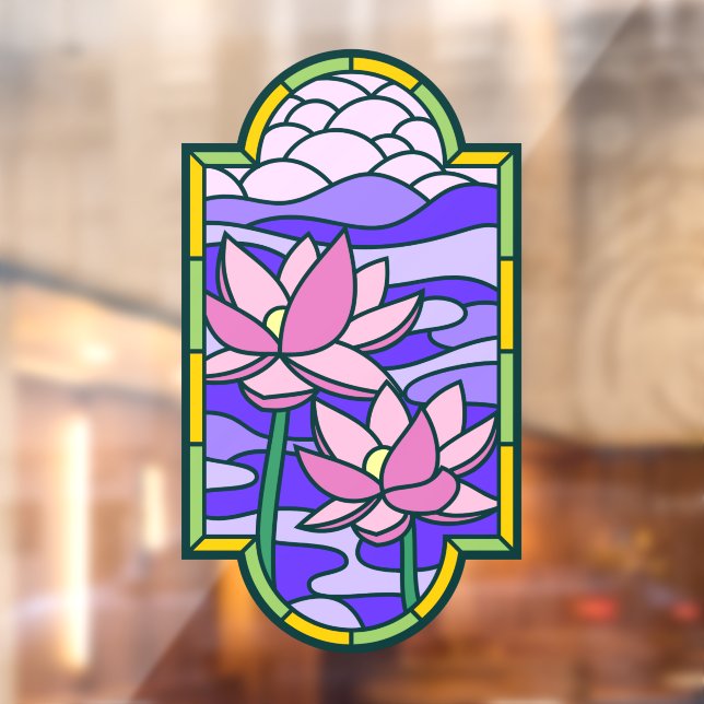Autocollant Pour Fenêtre Verre à fleurs Lotus Confidentialité (Feuille 2)