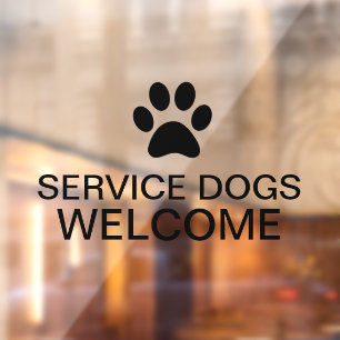 Autocollant Pour Fenêtre Verre d'accueil pour chiens de service transparent