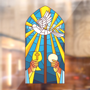 Autocollant Pour Fenêtre Verre Sainte Messe Hostie Et Calice