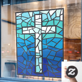 Autocollant Pour Fenêtre Verre tendu Croix Bleu Noir Blanc