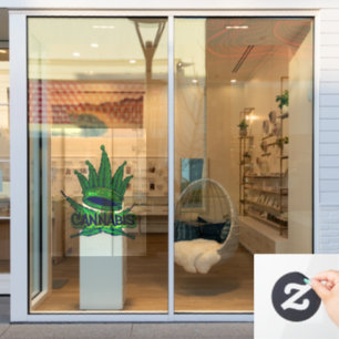 Autocollant Pour Fenêtre vert-cannabis-couronne-logo-hip-hop