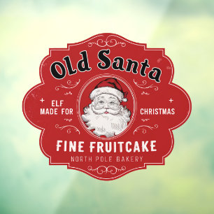 Autocollant Pour Fenêtre Vieux Père Noël fine fruitcake vintage Noël