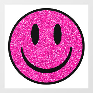 Autocollant Pour Fenêtre Visage de sourire rose Parties scintillant