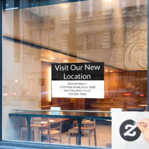 Autocollant Pour Fenêtre Visitez notre nouvel emplacement Affaires Noir et 