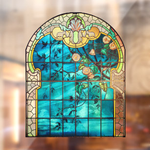 Autocollant Pour Fenêtre Vitrail Art nouveau floral victorien