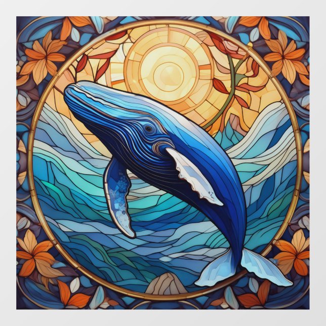 Autocollant Pour Fenêtre Vitrail de baleine à bosse (Feuille)