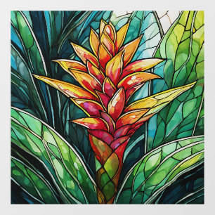 Autocollant Pour Fenêtre vitrail de bromélie tropical