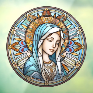 Autocollant Pour Fenêtre Vitrail Madonna Round