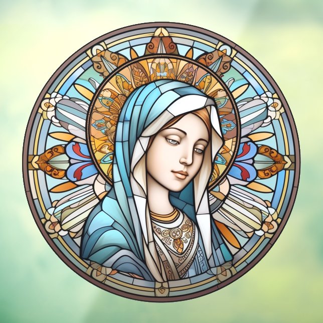 Autocollant Pour Fenêtre Vitrail Madonna Round (Feuille 3)