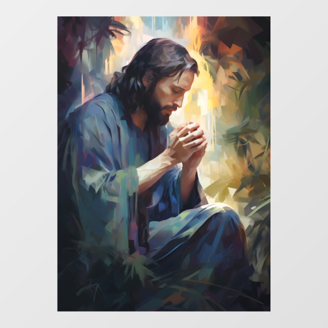 Autocollant Pour Fenêtre Vitre souriante de Jésus (Feuille)