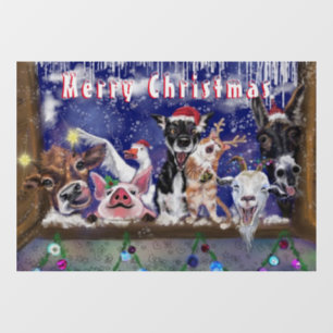Autocollant Pour Fenêtre Vitrine de Noël Cling Funny Animal Celebration