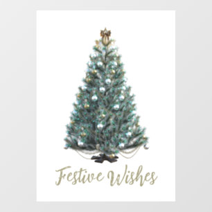 Autocollant Pour Fenêtre Vœux de fête. Conception d'arbre de Noël
