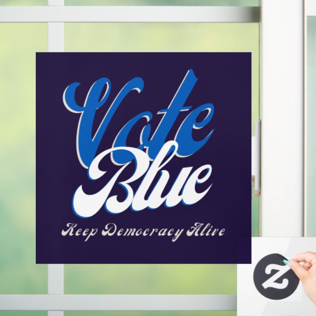 Autocollant Pour Fenêtre Vote Blue Retro Style Word Art (Maison)