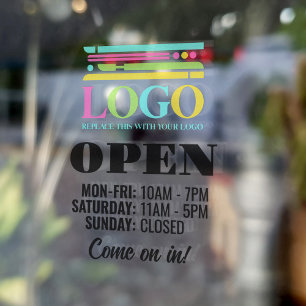 Autocollant Pour Fenêtre Votre Logo Commercial Venez Nous Voir Heures D'ouv
