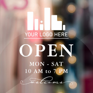 Autocollant Pour Fenêtre Votre logo d'entreprise Bienvenue en heure d'ouver