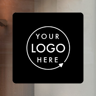 Autocollant Pour Fenêtre Votre logo   Logo carré d'entreprise noire