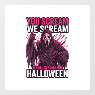 Autocollant Pour Fenêtre Vous criez Nous Halloween Ghostface Couteau Sangla