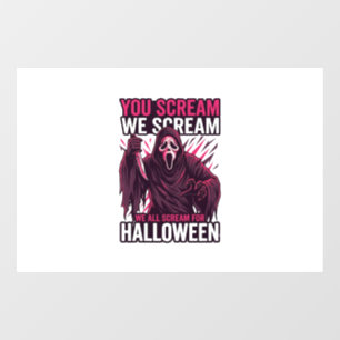 Autocollant Pour Fenêtre Vous criez Nous Halloween Ghostface Couteau Sangla
