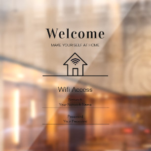 Autocollant Pour Fenêtre White Simple Welcome Home Wifi Metal