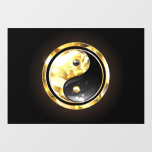 Autocollant Pour Fenêtre Yin Yang or sur noir