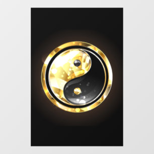 Autocollant Pour Fenêtre Yin Yang or sur noir