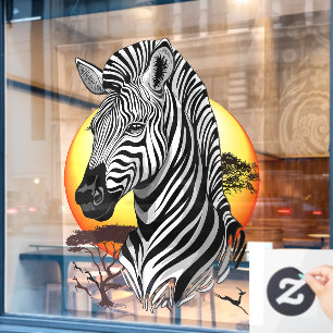 Autocollant Pour Fenêtre Zebra African Savanna Wild Animal
