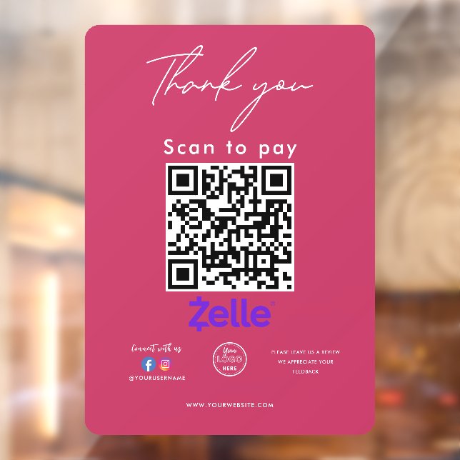 Autocollant Pour Fenêtre Zelle QR Code Logo Merci de l'analyse pour payer (Feuille 2)