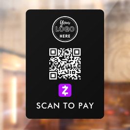Autocollant Pour Fenêtre Zelle QR Code Scan pour payer le logo moderne Noir