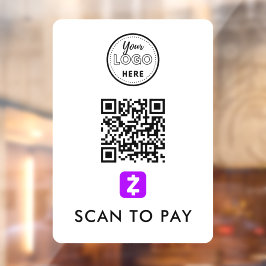 Autocollant Pour Fenêtre Zelle QR Code Scan pour payer Logo moderne Blanc