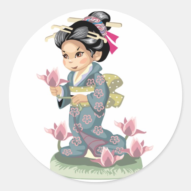 Autocollant pour fille asiatique (Devant)