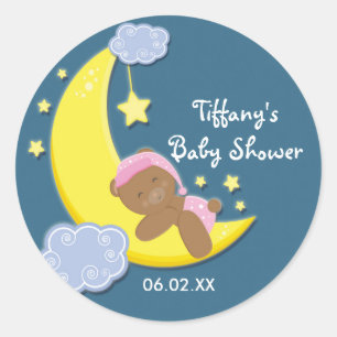 Autocollant pour fille Baby Shower Teddy Bear Moon