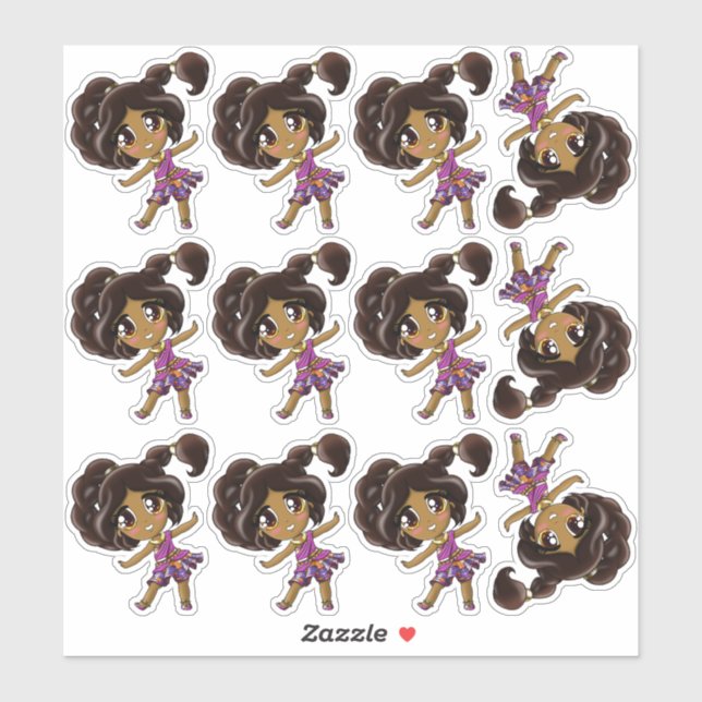 Autocollant pour filles indiennes (Feuille)