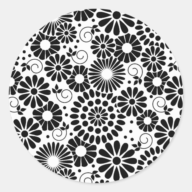 Autocollant pour fleurs noir rétro (Devant)