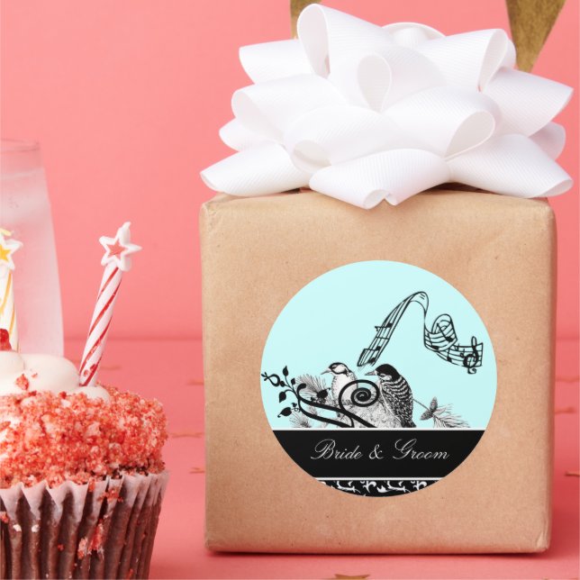 Autocollant pour oiseaux Vintages bleu Aqua (Fête)