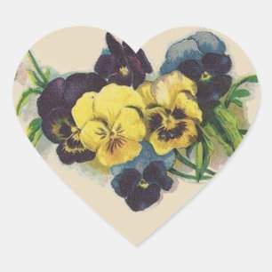 Autocollant pourpre et jaune victorien de fleur de