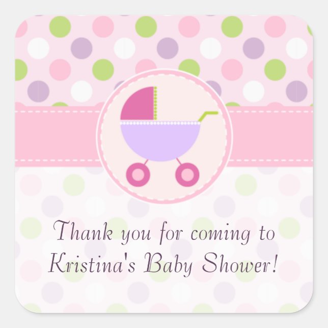 Autocollant Pram et Baby shower Pois (Devant)