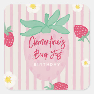 Autocollant Premier Anniversaire Fraise Baie