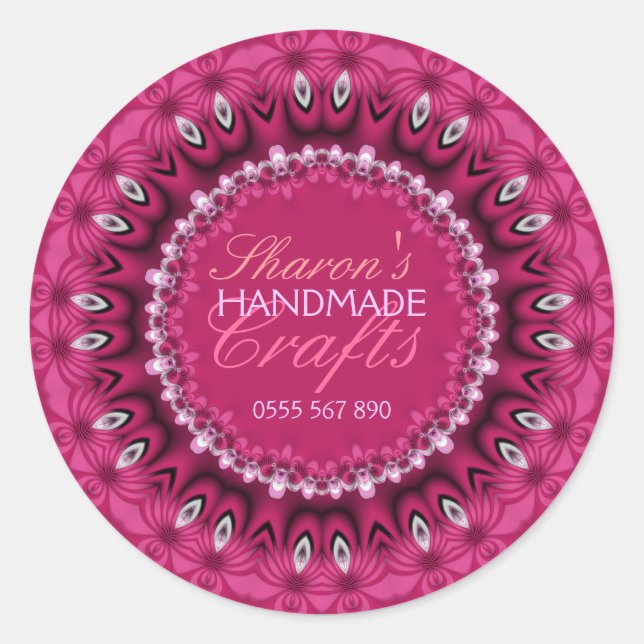 Autocollant produit artisanal en dentelle rose (Devant)