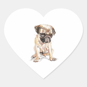 Autocollant Pug – Autocollant Cœur, Amateur de Chi