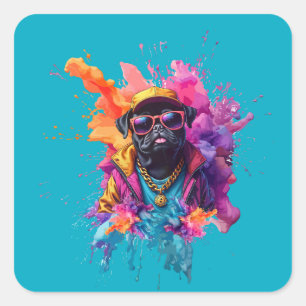 Autocollant Pug Graffiti – Décalque de chien d'art