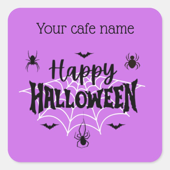 Autocollant Purple Happy Halloween Cafe (Devant)